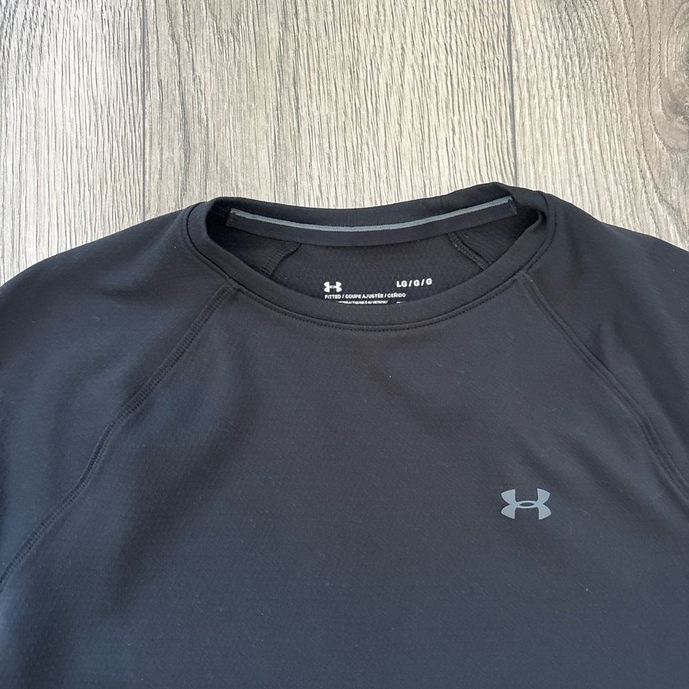 Under Armour Classic Logo ColdGear Black Fitted Long Sleeve Top Women’s Large - Picture 6 of 11